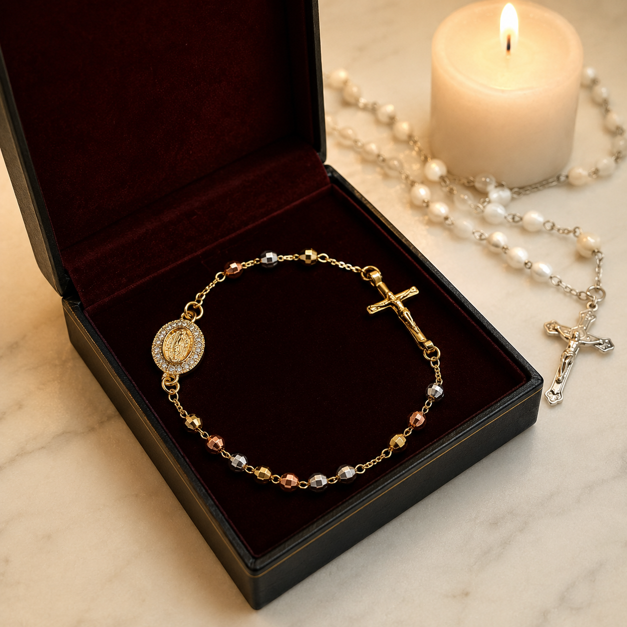 Pulsera rosario - acabado premium