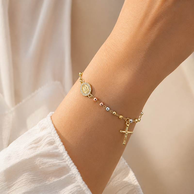 Pulsera rosario - acabado premium