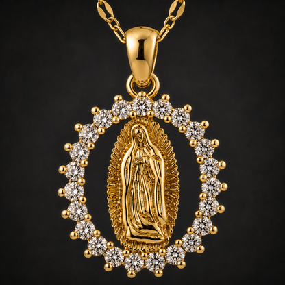 Collar Virgen de Guadalupe - Acabado Dorado Premium