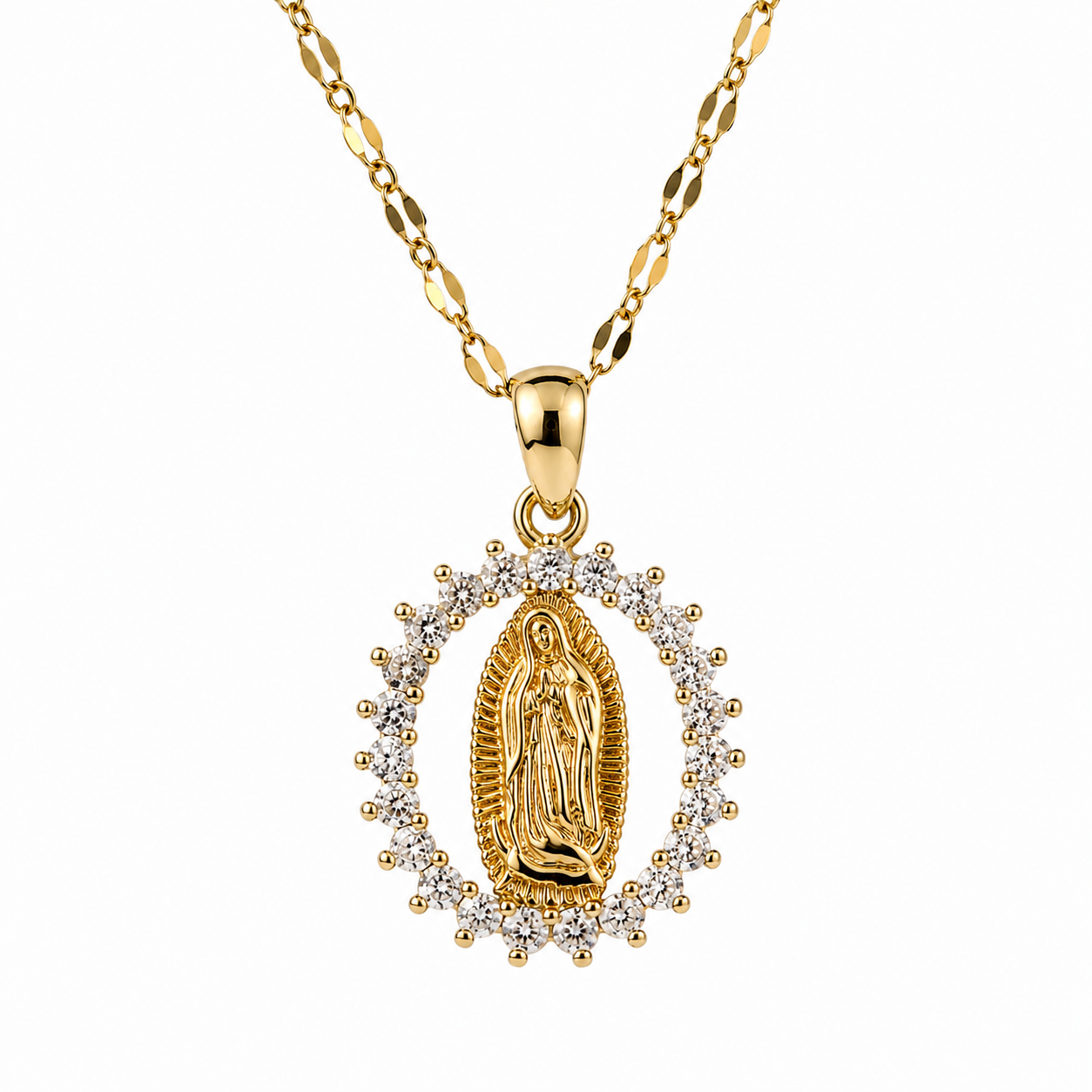 Collar Virgen de Guadalupe - Acabado Dorado Premium